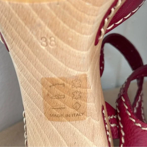 Gorgeous MARC JACOBS Sangria Wood Heeled Buckle Sandals 38 8 Platform Italy $690 - Picture 11 of 14